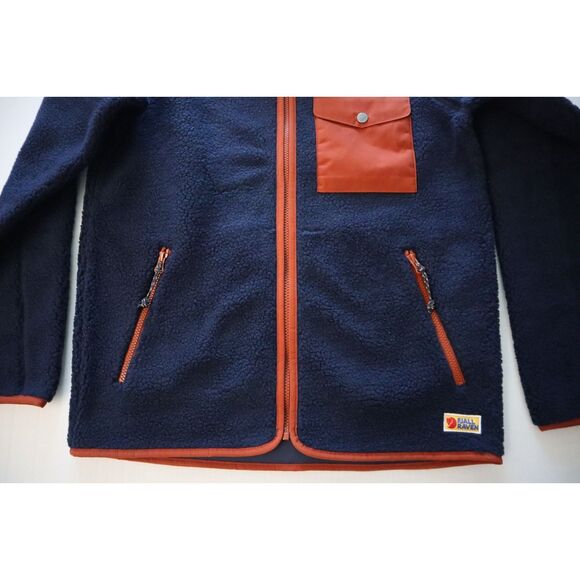 Fjallraven 84158 Men Sz Small Navy Blue Vardag Pile Fleece Full Zip Jackets - Picture 8 of 11